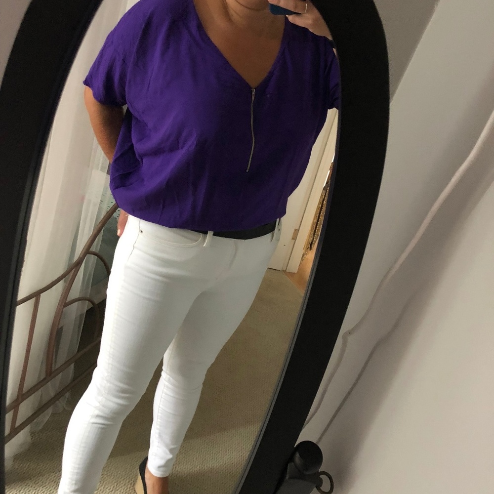 SWELL Purple Bloused Top w/ Zipper Accent Sz L EUC